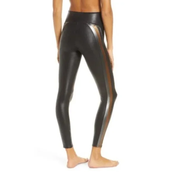 Spanx Faux Leather Track Stripe Leggings - Picture 2 of 7